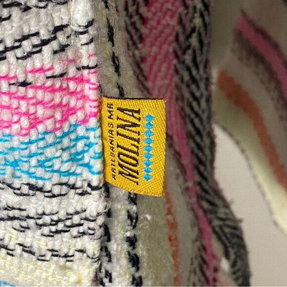 Artesanias Molina Aztec Mexican Striped Pullover Cotton Hoodie Size Medium - Picture 12 of 15